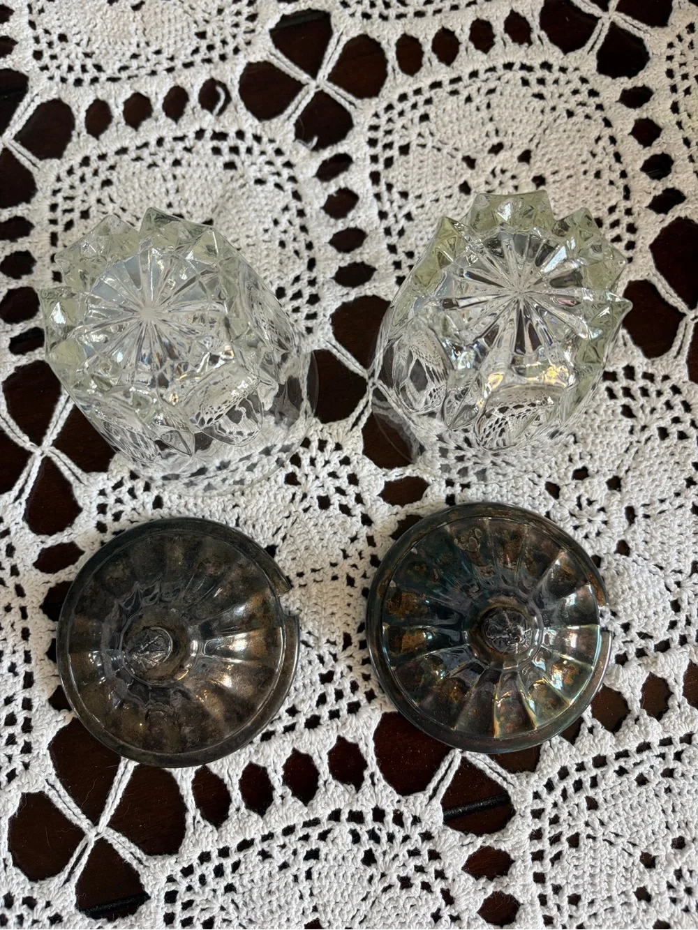 Vintage Glass Sugar Canister with Silver-Tone Lid - Set of 2